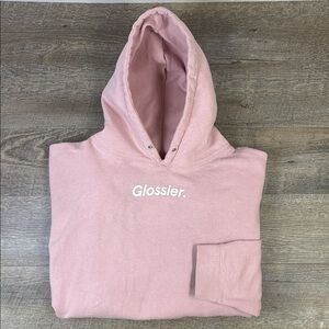 Glossier Pink Logo Hoodie – 3XL – Oversized Cozy Fleece Sweatshirt